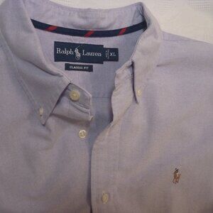 Ralph Lauren Men XL X- Long Shirt Logo Vintage 90s 80s Light Purple Lilac